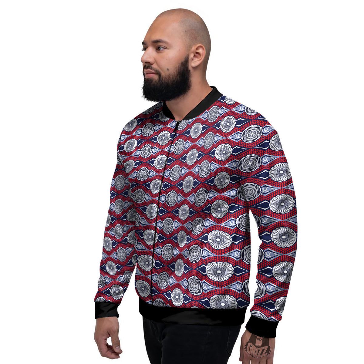 African Kitenge Print Men's Bomber Jacket-grizzshop