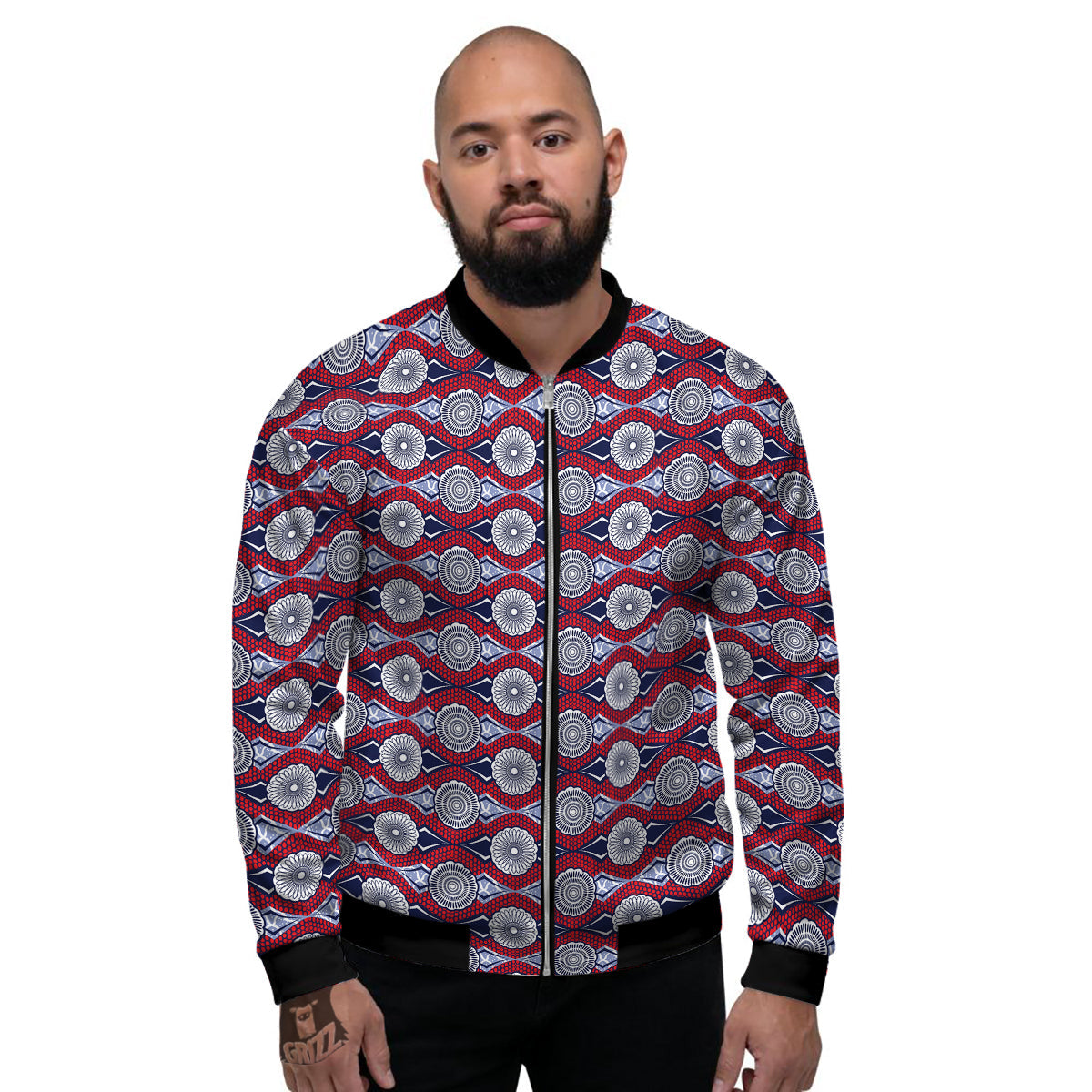 African Kitenge Print Men's Bomber Jacket-grizzshop