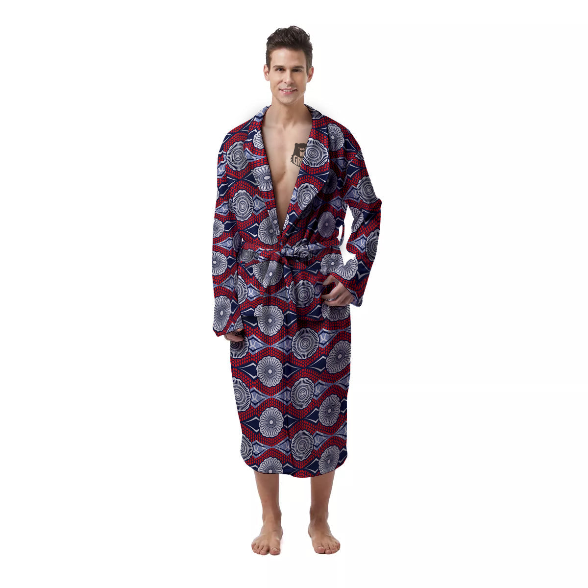 African Kitenge Print Men's Robe-grizzshop