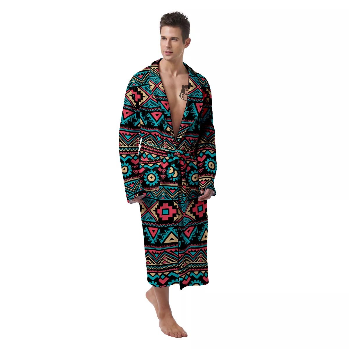 African Tribal Ethnic Print Pattern Men's Robe-grizzshop