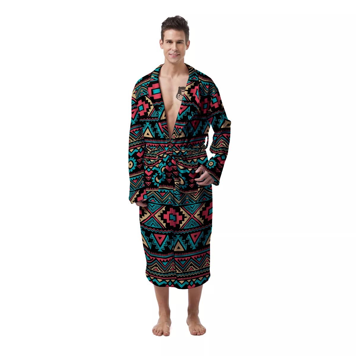 African Tribal Ethnic Print Pattern Men's Robe-grizzshop