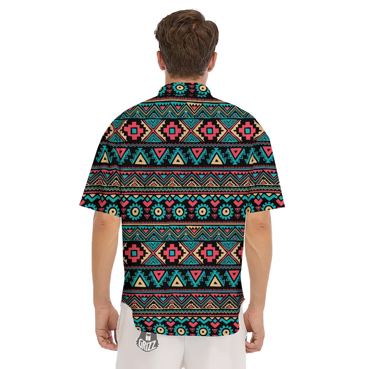 African Tribal Ethnic Print Pattern Men's Short Sleeve Shirts-grizzshop