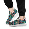 African Tribal Ethnic Print Pattern White Athletic Shoes-grizzshop