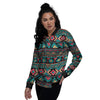 African Tribal Ethnic Print Pattern Women's Bomber Jacket-grizzshop