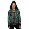 African Tribal Ethnic Print Pattern Women's Bomber Jacket-grizzshop