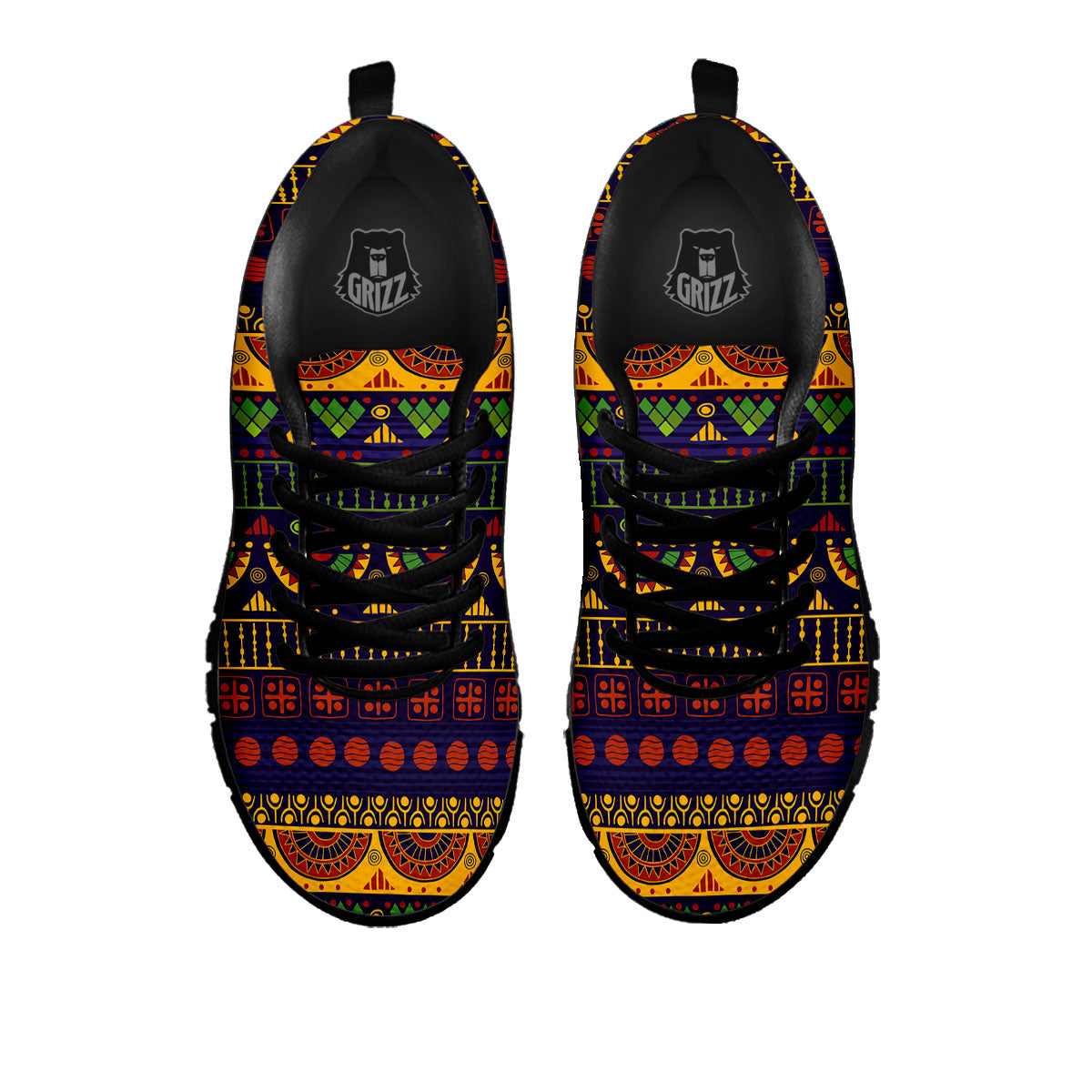 African Tribal Native Print Pattern Black Sneaker-grizzshop