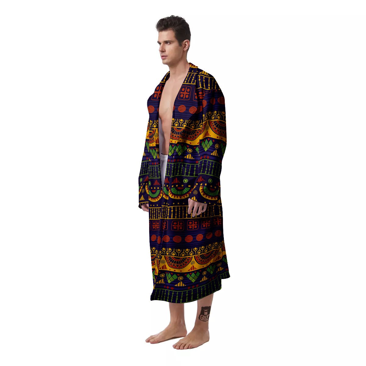 African Tribal Native Print Pattern Men's Robe-grizzshop