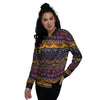 African Tribal Native Print Pattern Women's Bomber Jacket-grizzshop