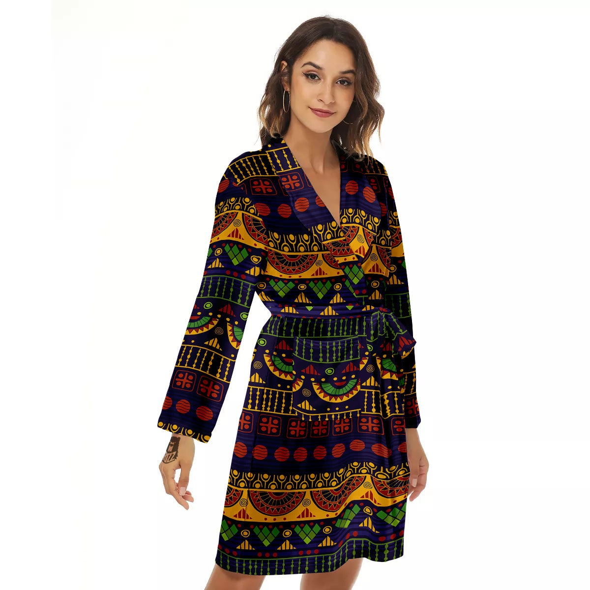 African Tribal Native Print Pattern Women's Robe-grizzshop