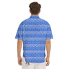 African White And Blue Print Pattern Men's Short Sleeve Shirts-grizzshop