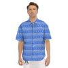 African White And Blue Print Pattern Men's Short Sleeve Shirts-grizzshop