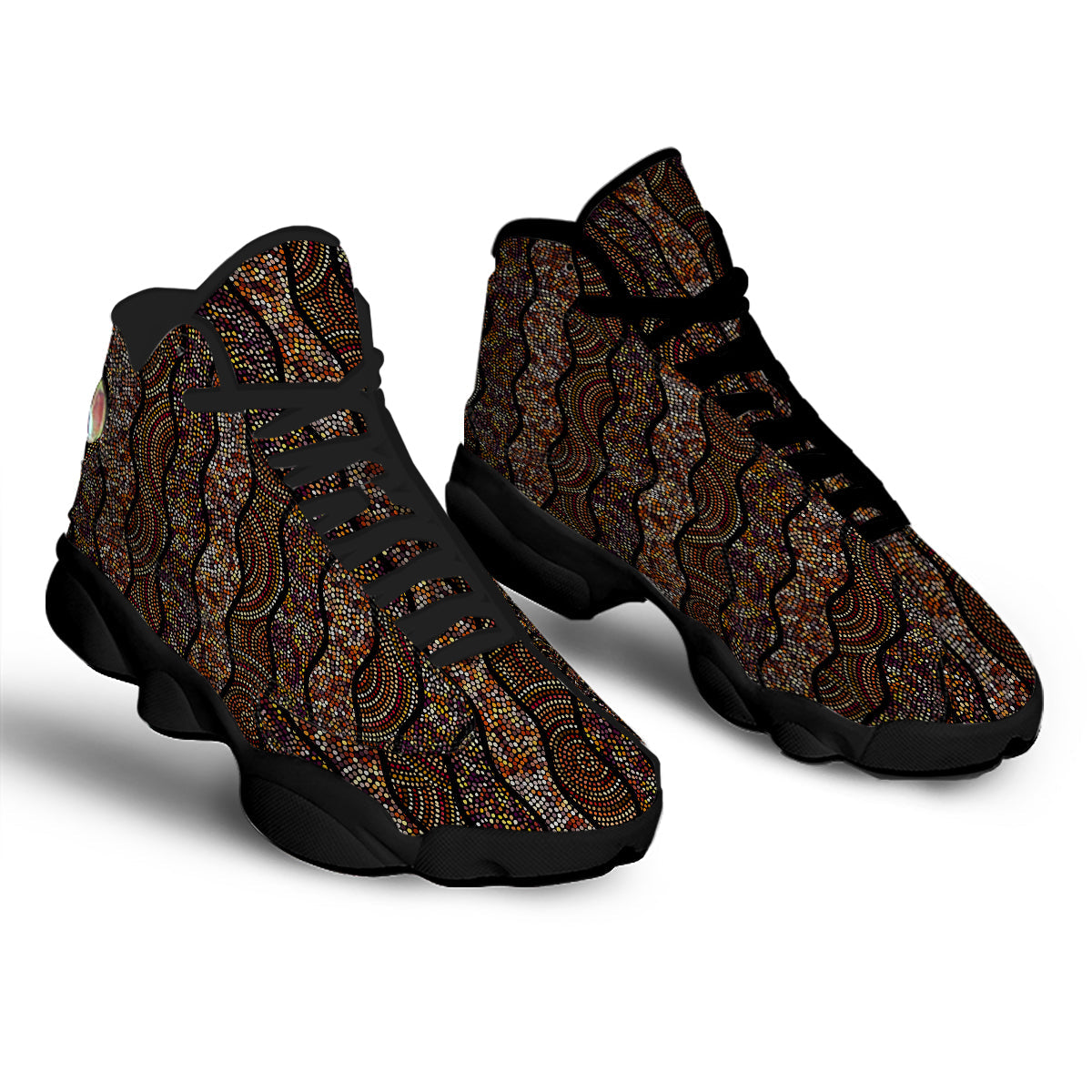Afro African Dot Print Pattern Black Basketball Shoes-grizzshop