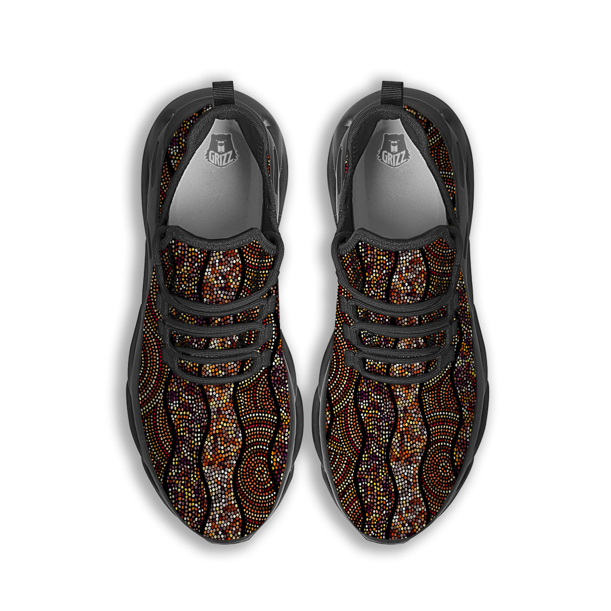Afro African Dot Print Pattern Black Running Shoes-grizzshop