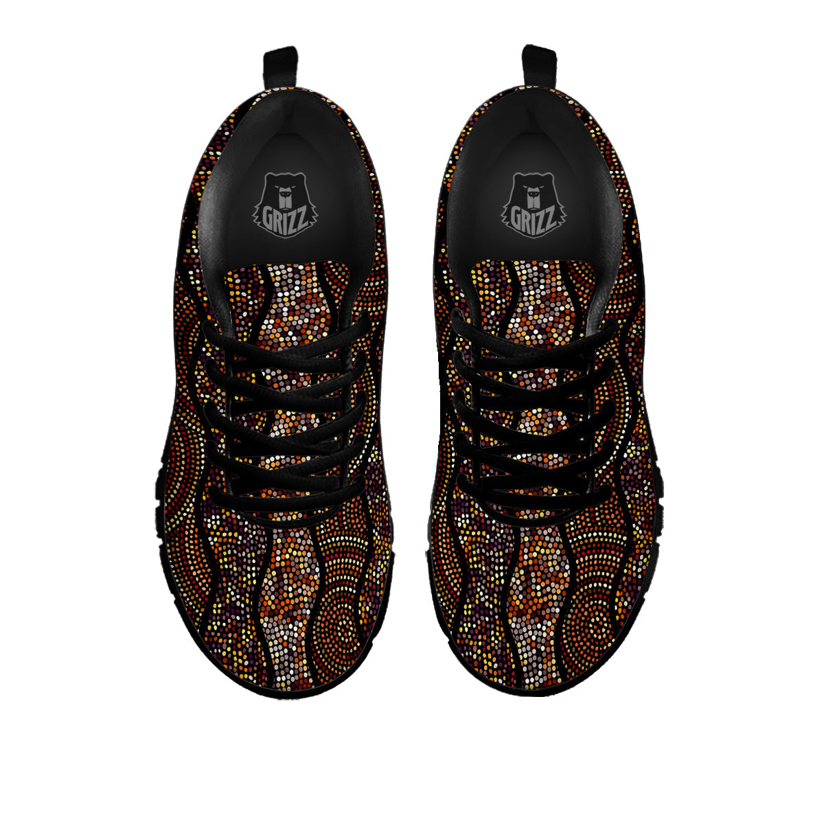 Afro African Dot Print Pattern Black Sneaker-grizzshop
