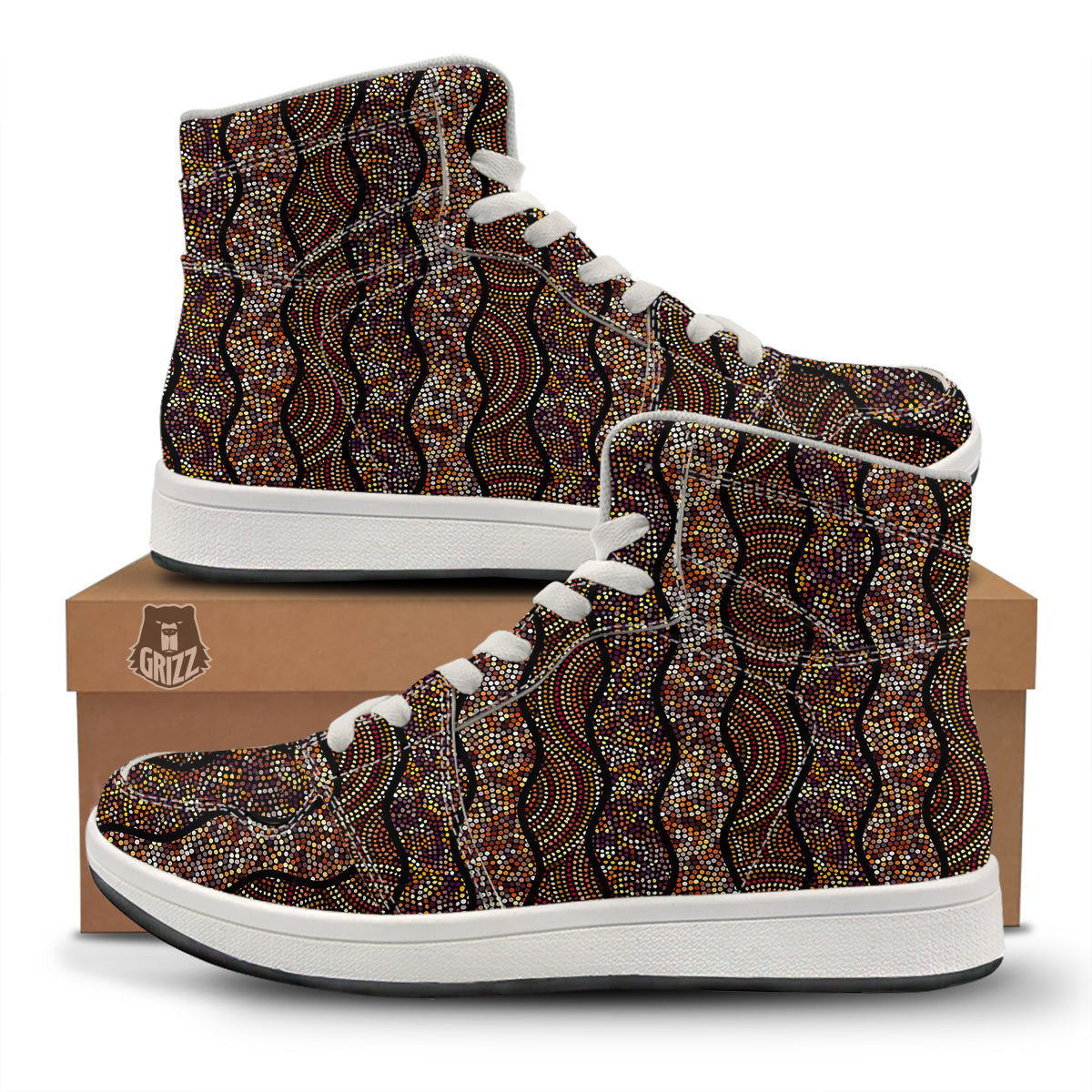 Afro African Dot Print Pattern High Top Sneakers-grizzshop