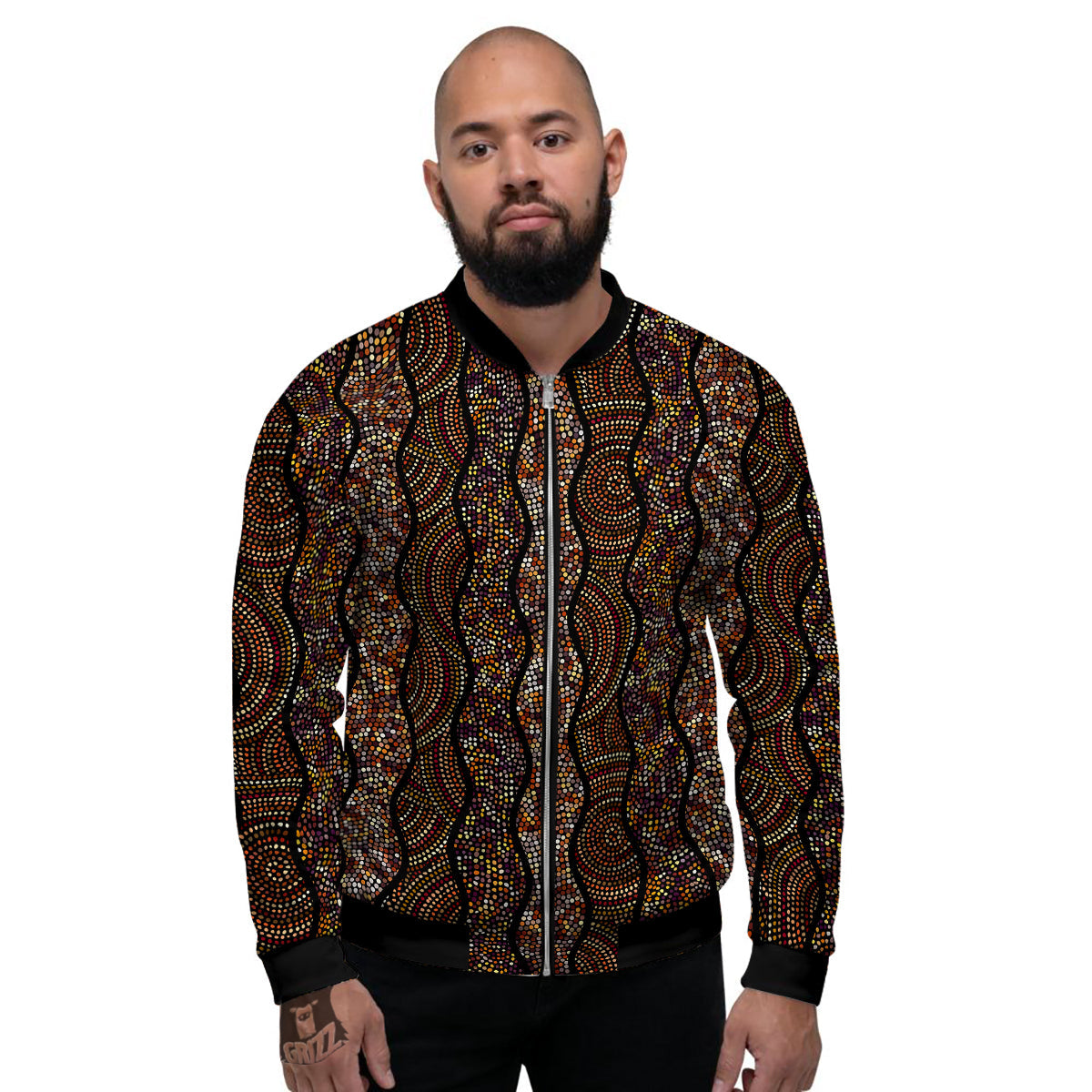 Afro African Dot Print Pattern Men's Bomber Jacket-grizzshop