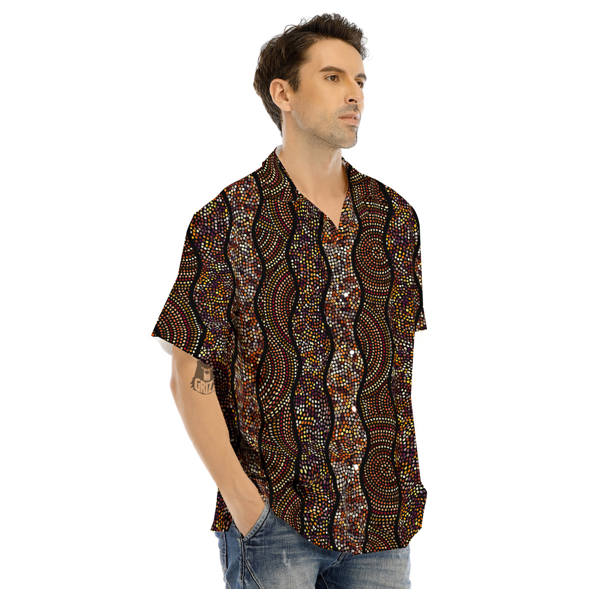 Afro African Dot Print Pattern Men's Hawaiian Shirt-grizzshop