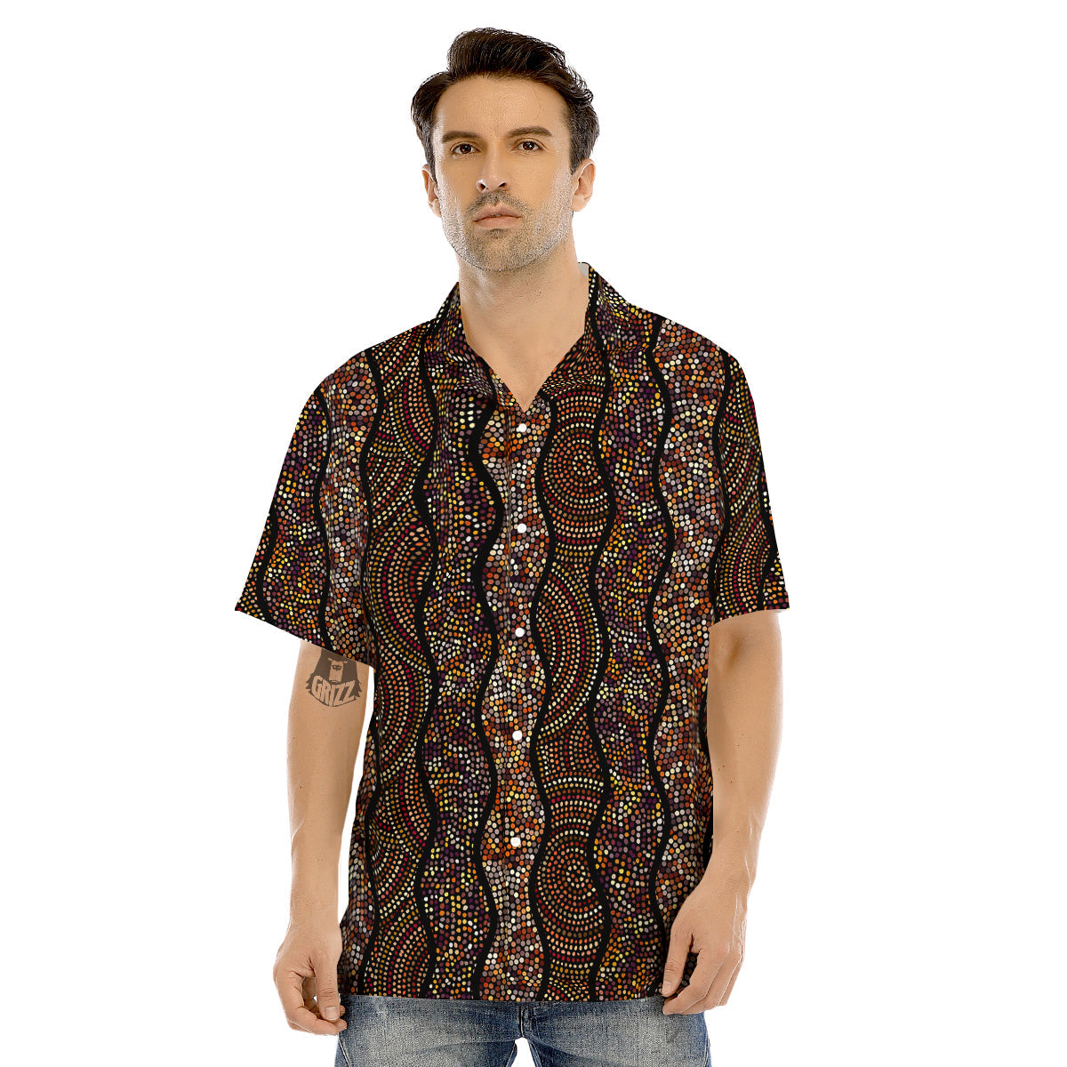 Afro African Dot Print Pattern Men's Hawaiian Shirt-grizzshop