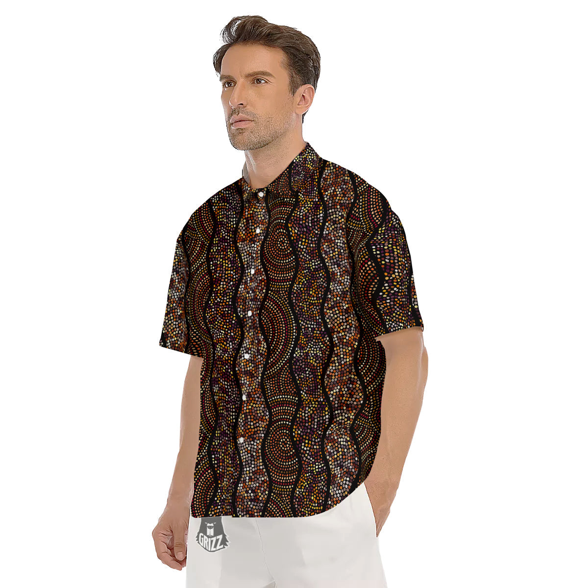 Afro African Dot Print Pattern Men's Short Sleeve Shirts-grizzshop