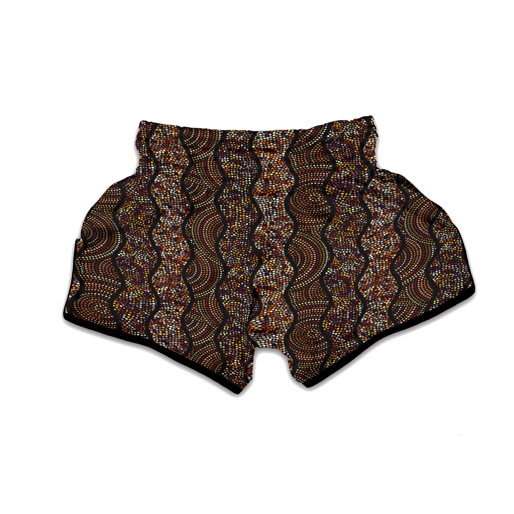 Afro African Dot Print Pattern Muay Thai Boxing Shorts-grizzshop