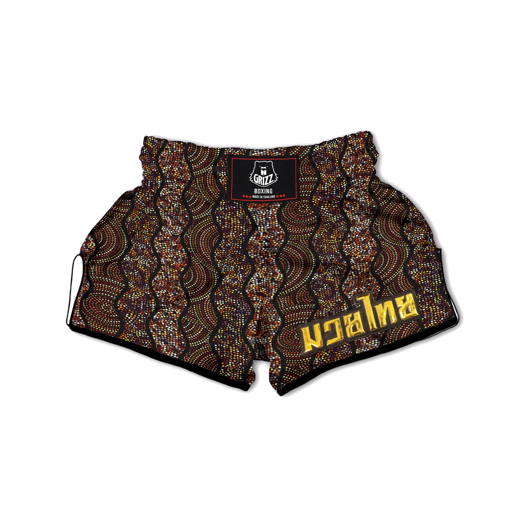 Afro African Dot Print Pattern Muay Thai Boxing Shorts-grizzshop
