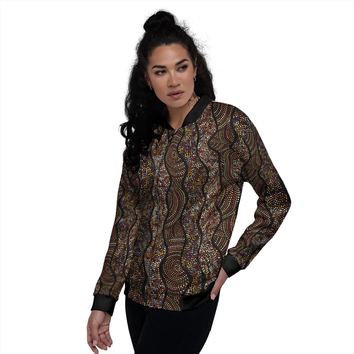 Afro African Dot Print Pattern Women's Bomber Jacket-grizzshop