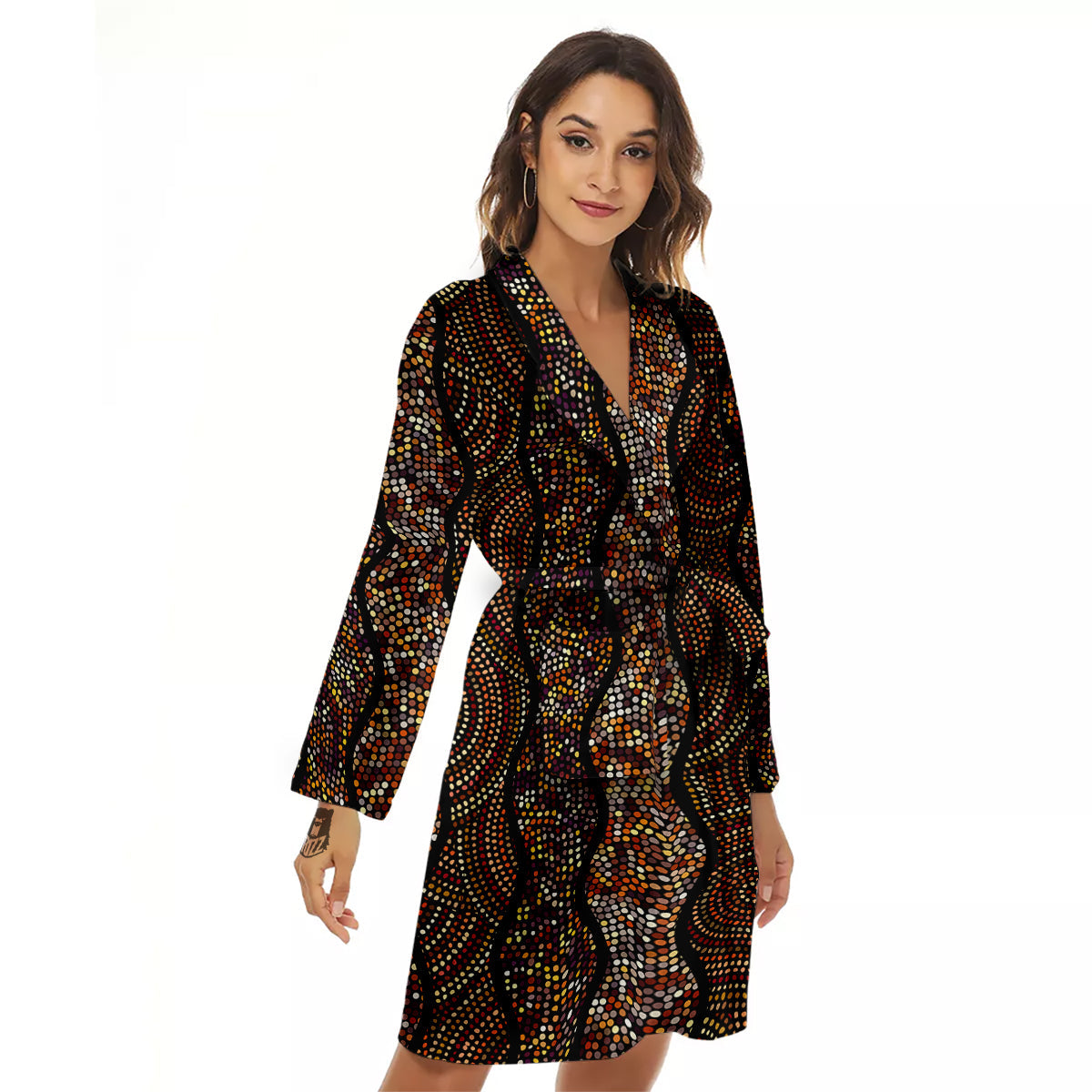 Afro African Dot Print Pattern Women's Robe-grizzshop
