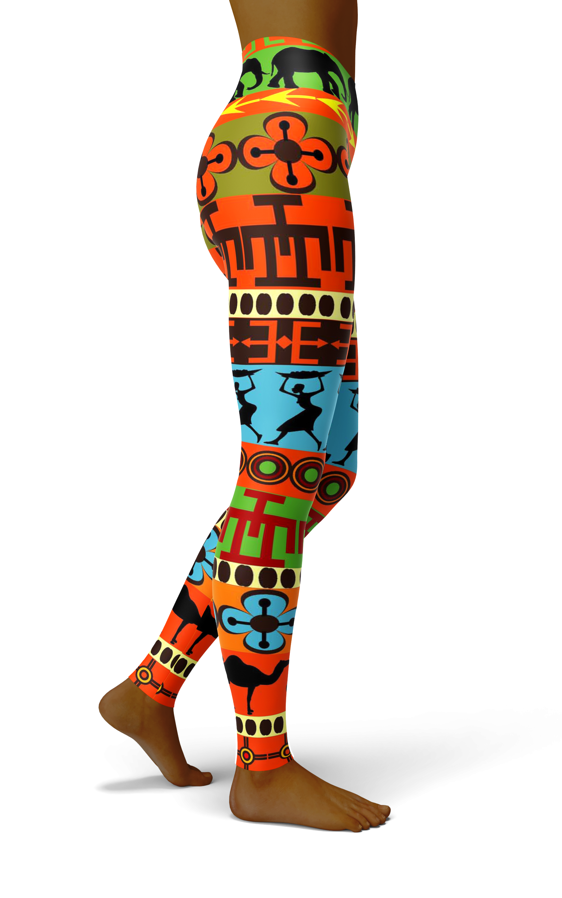 Afro African Kente Art Style 5 Print Legging-grizzshop