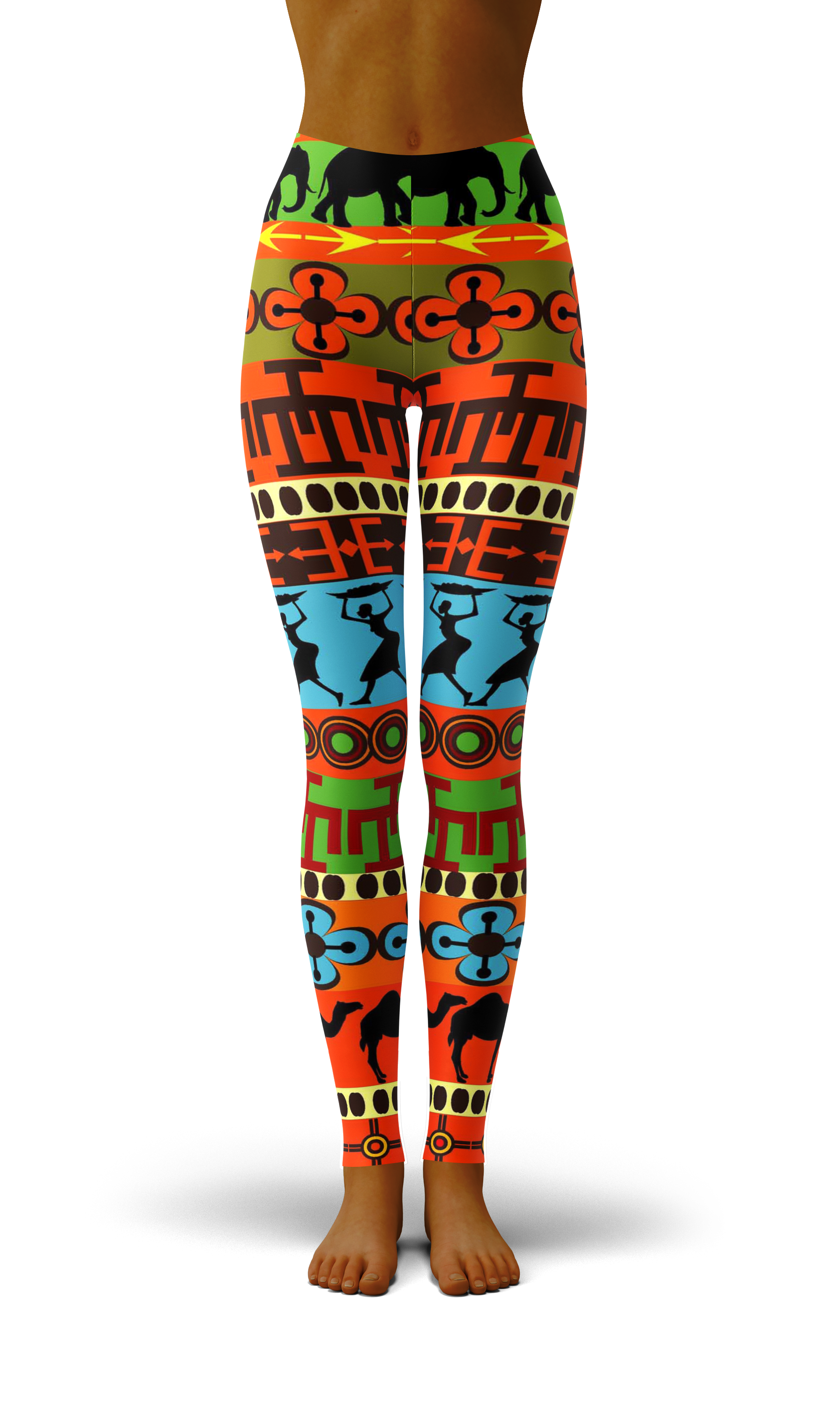 Afro African Kente Art Style 5 Print Legging-grizzshop