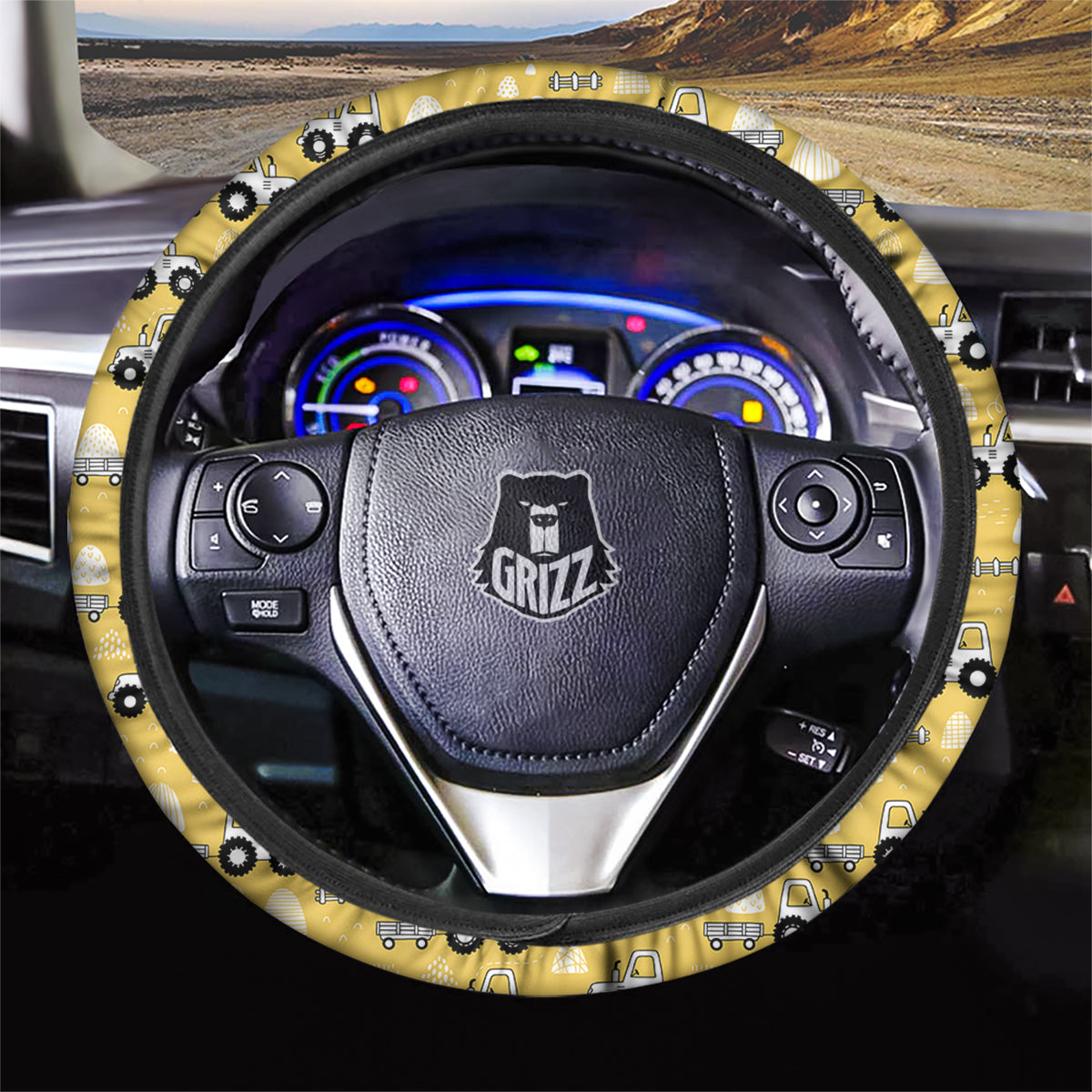 Agricultural Farming Tractor Print Pattern Car Steering Wheel Cover-grizzshop