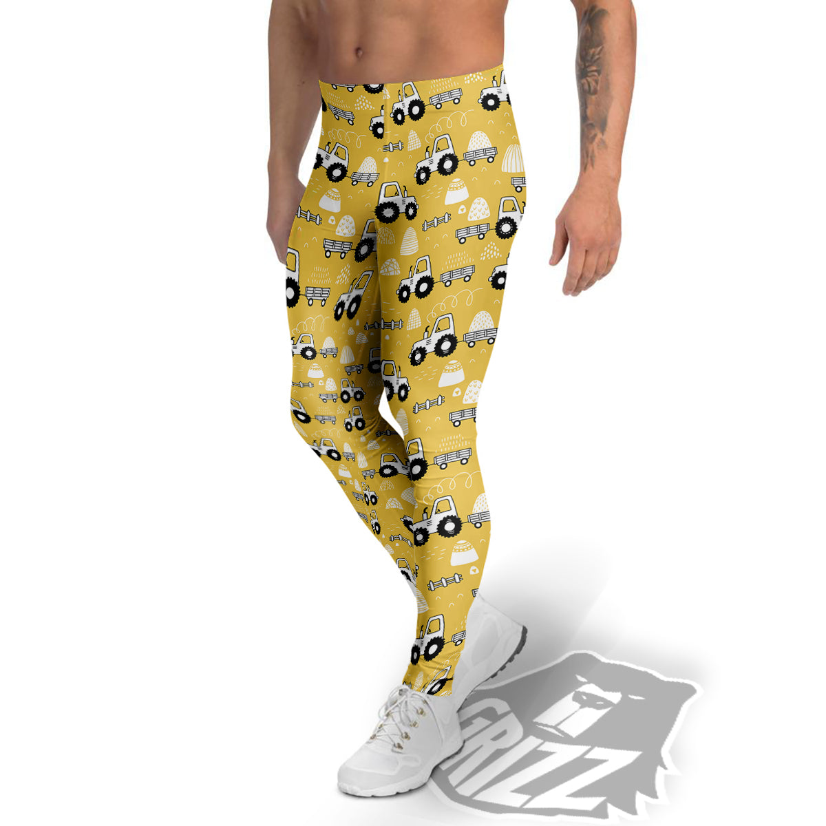 Agricultural Farming Tractor Print Pattern Men's Leggings-grizzshop