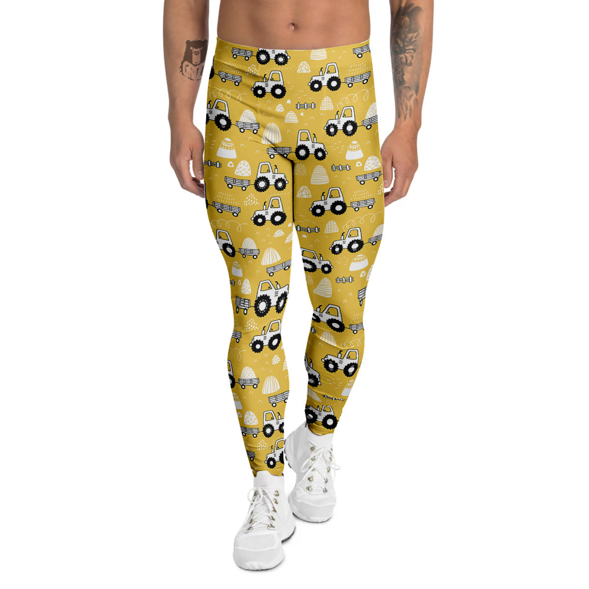 Agricultural Farming Tractor Print Pattern Men's Leggings-grizzshop