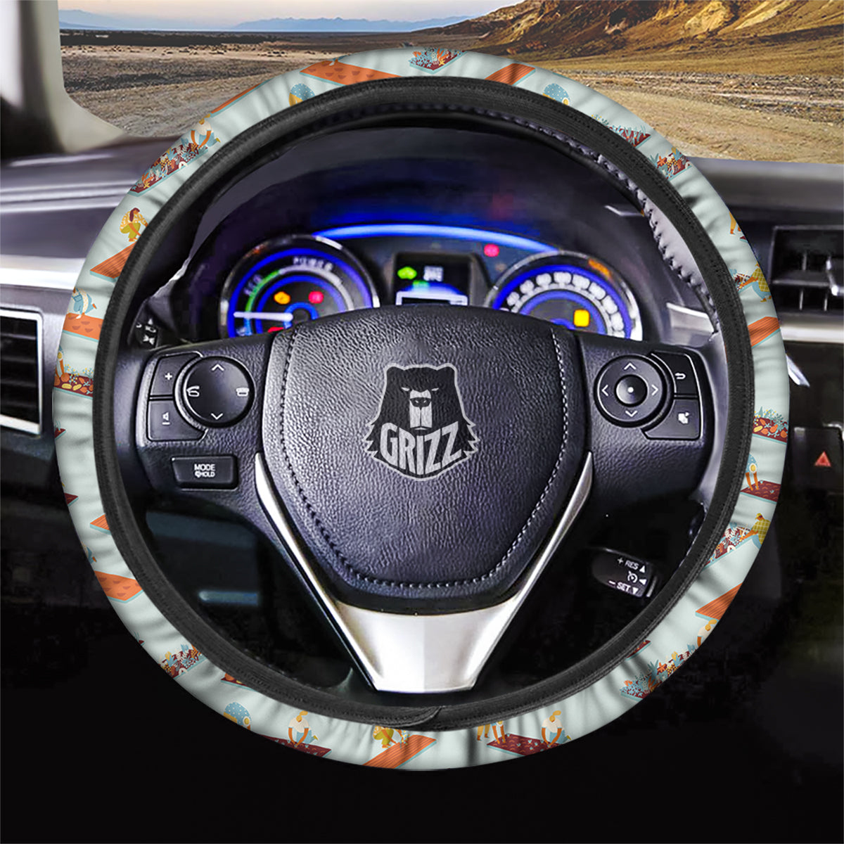 Agriculture Farming Cartoon Print Pattern Car Steering Wheel Cover-grizzshop
