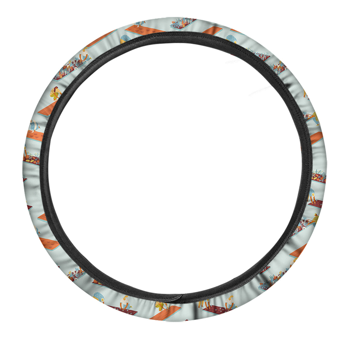 Agriculture Farming Cartoon Print Pattern Car Steering Wheel Cover-grizzshop