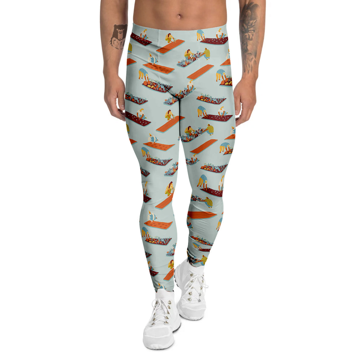 Agriculture Farming Cartoon Print Pattern Men's Leggings-grizzshop