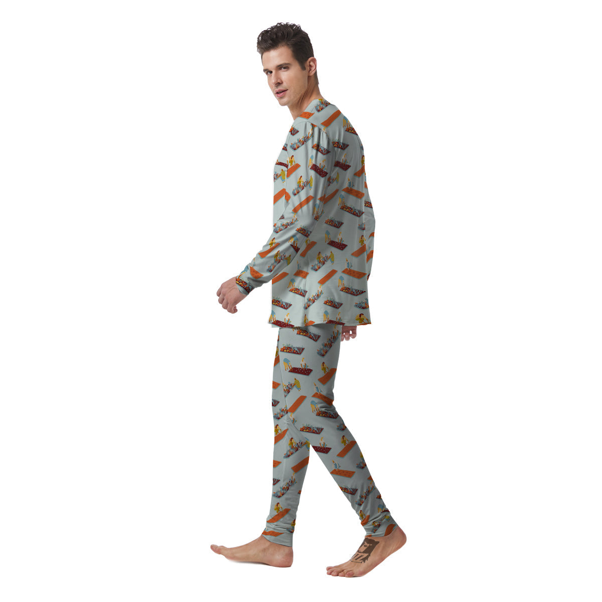 Agriculture Farming Cartoon Print Pattern Men's Pajamas-grizzshop