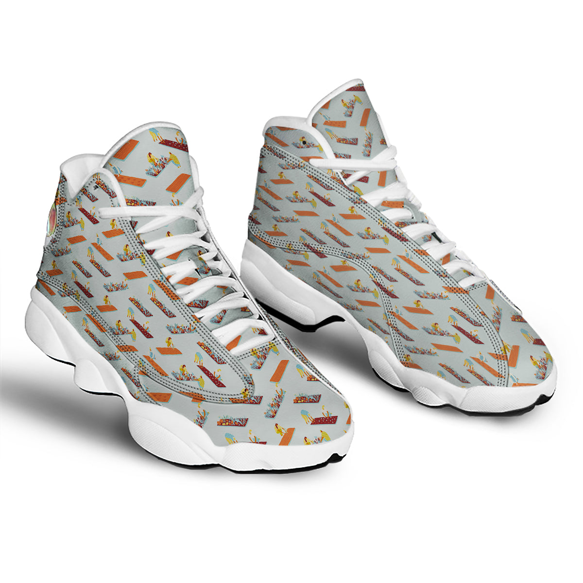 Agriculture Farming Cartoon Print Pattern White Basketball Shoes-grizzshop