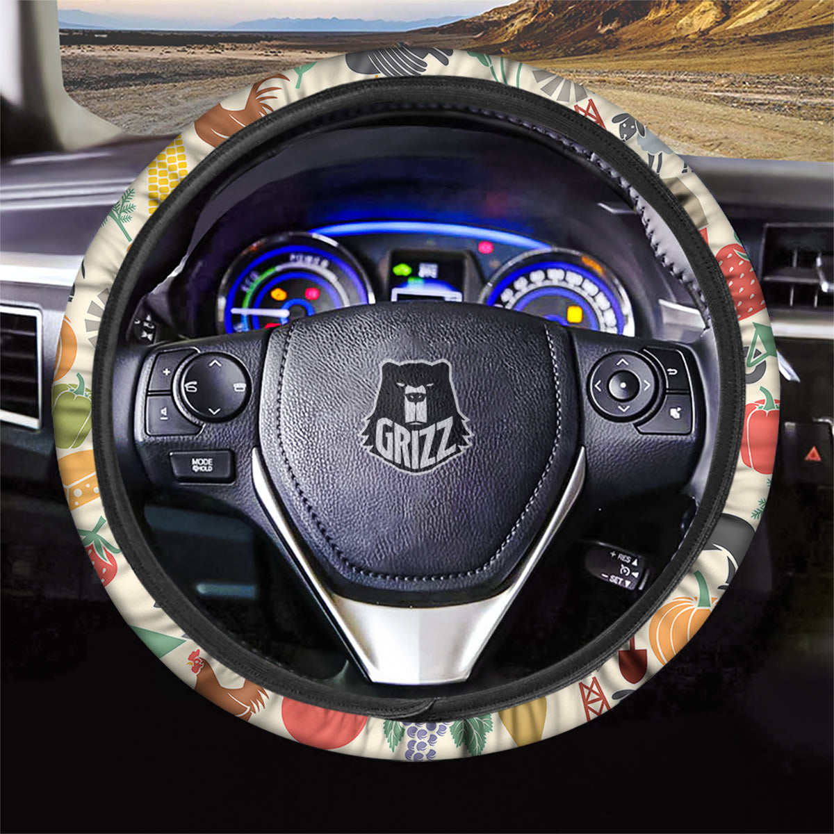 Agriculture Farming Colorful Print Pattern Car Steering Wheel Cover-grizzshop