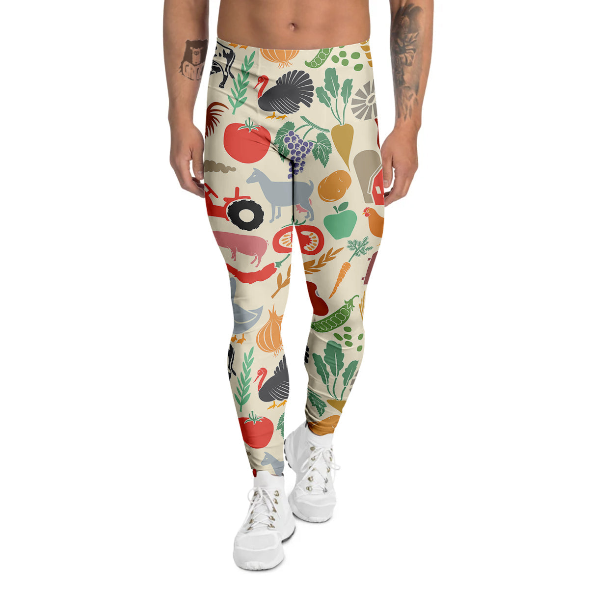 Agriculture Farming Colorful Print Pattern Men's Leggings-grizzshop