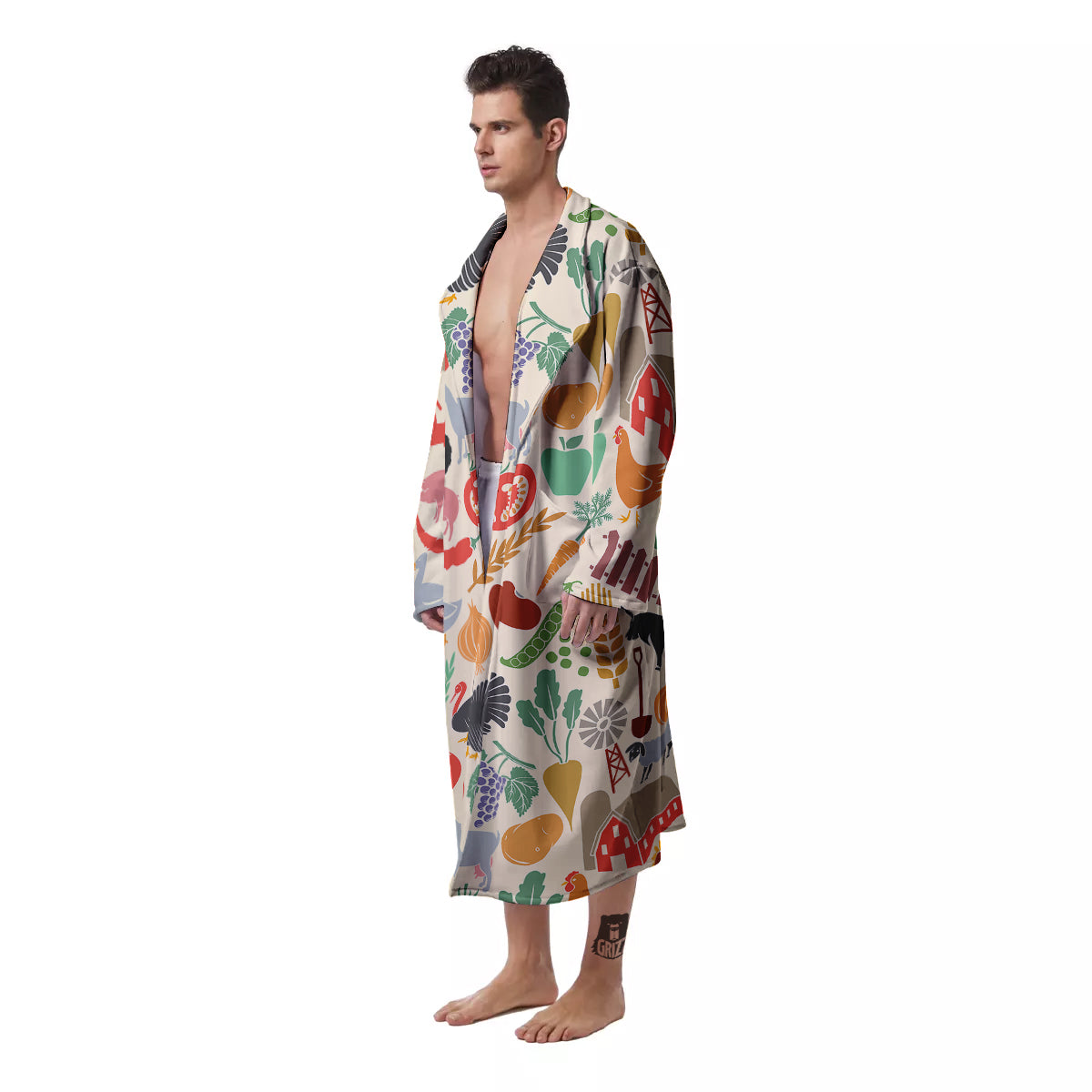 Agriculture Farming Colorful Print Pattern Men's Robe-grizzshop