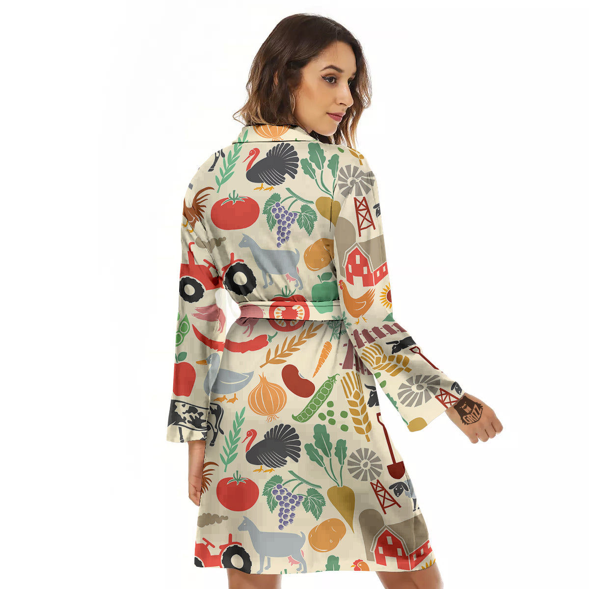 Agriculture Farming Colorful Print Pattern Women's Robe-grizzshop