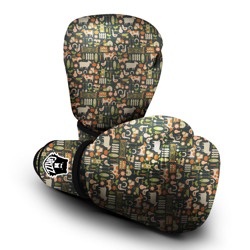 Agriculture Farming Print Pattern Boxing Gloves-grizzshop