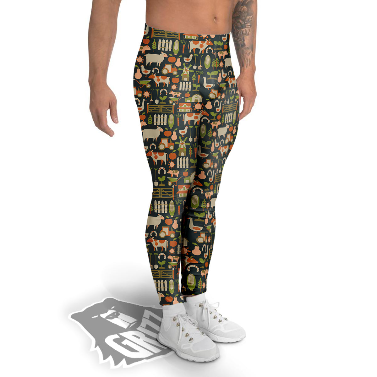 Agriculture Farming Print Pattern Men's Leggings-grizzshop