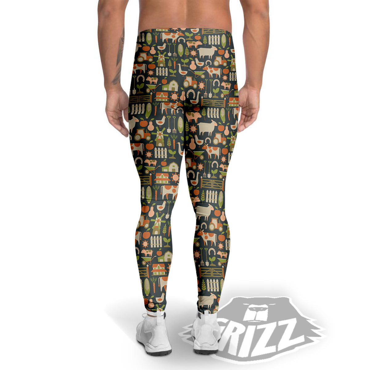 Agriculture Farming Print Pattern Men's Leggings-grizzshop