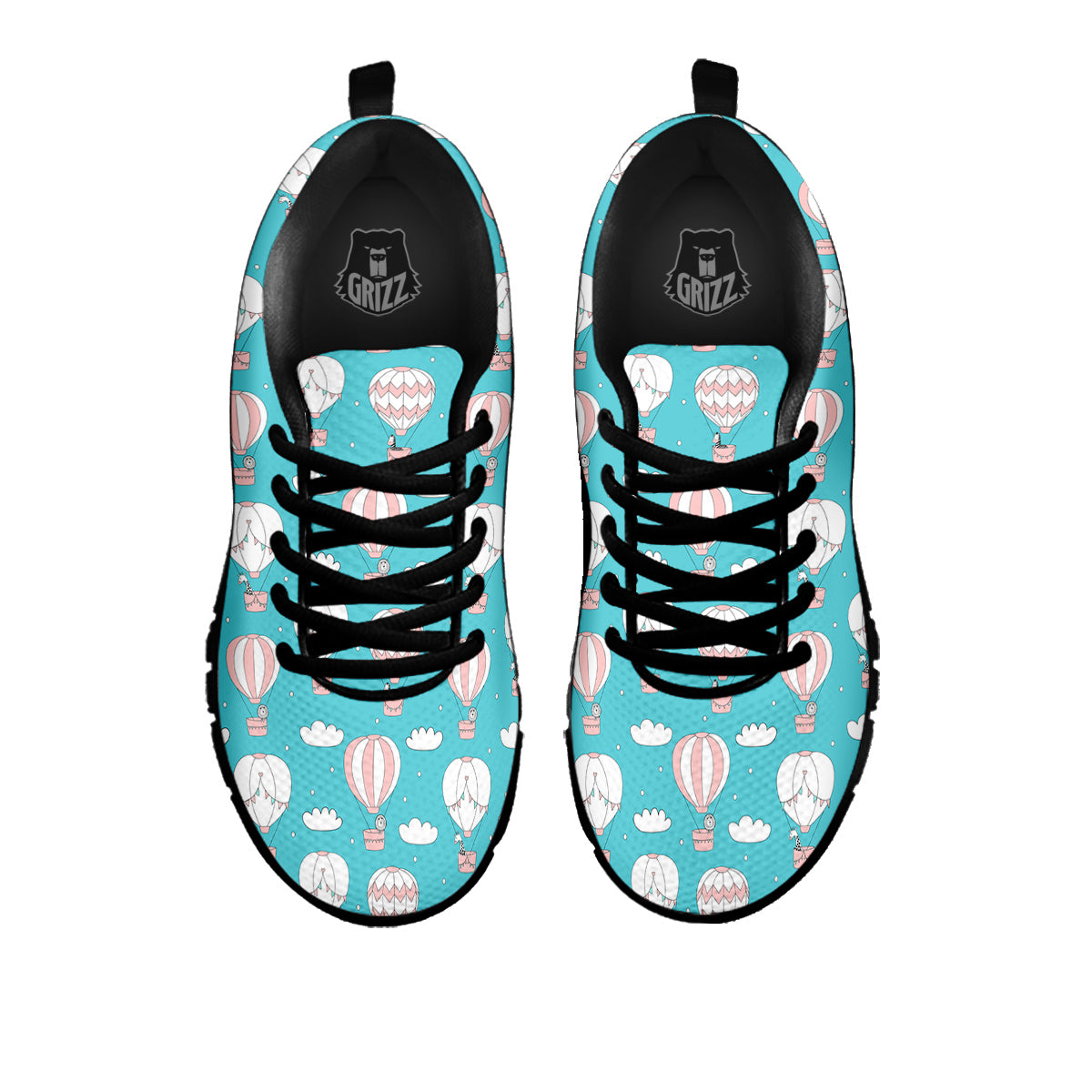 Air Balloon Cartoon Print Pattern Black Sneaker-grizzshop