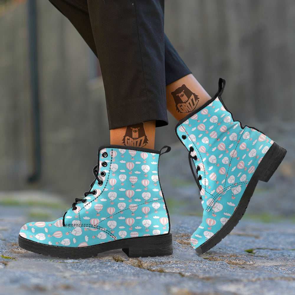 Air Balloon Cartoon Print Pattern Leather Boots-grizzshop