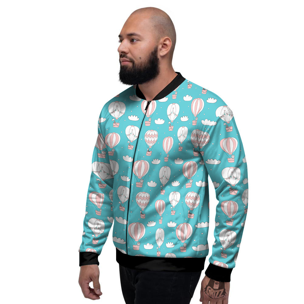 Air Balloon Cartoon Print Pattern Men's Bomber Jacket-grizzshop