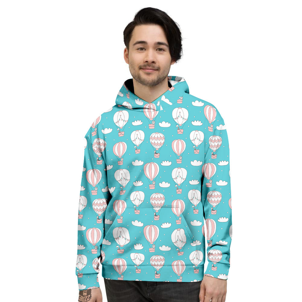 Air Balloon Cartoon Print Pattern Men's Hoodie-grizzshop