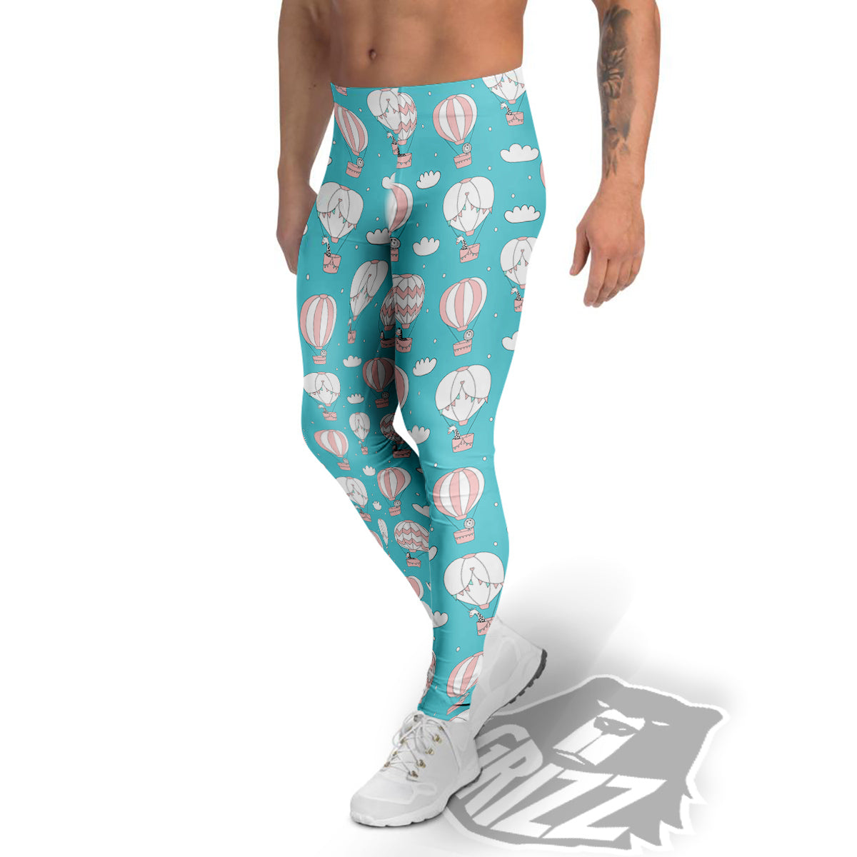 Air Balloon Cartoon Print Pattern Men's Leggings-grizzshop