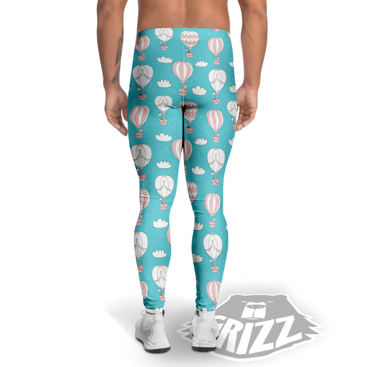 Air Balloon Cartoon Print Pattern Men's Leggings-grizzshop